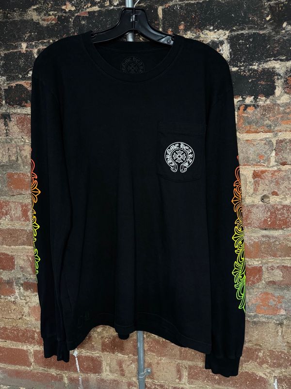 Preowned Chrome Hearts Floral Sleeve Gradient L/S Tee