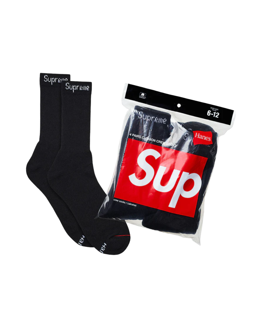 Supreme Hanes Socks (4 Pack) Black