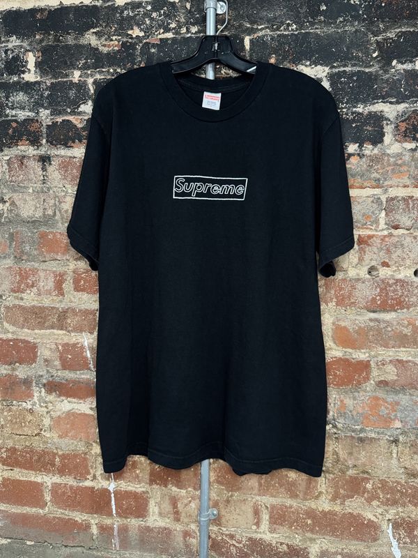 Preowned Supreme KAWS Chalk Logo Tee Black