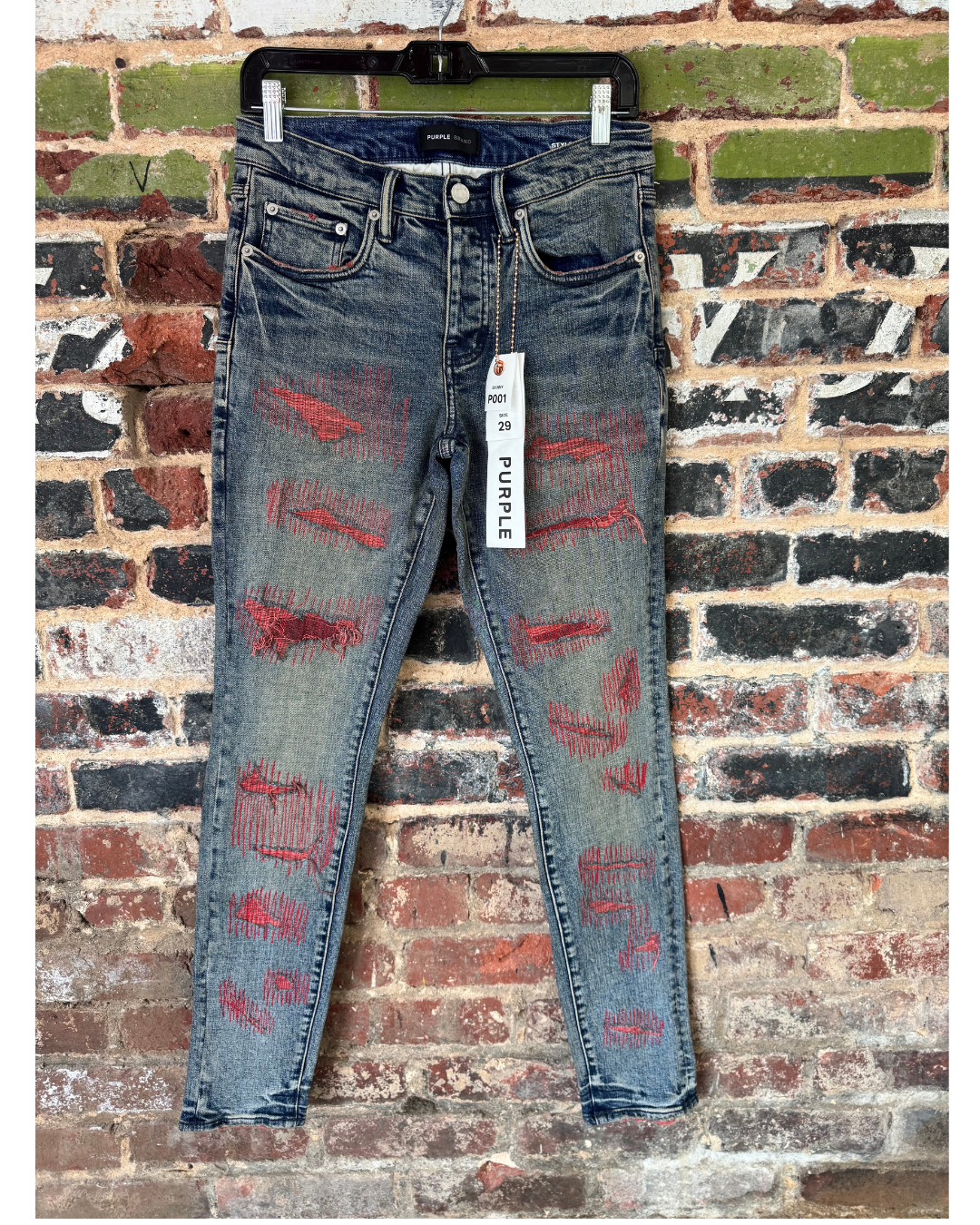 Preowned Purple Brand Contrast Weft Blowout Jeans