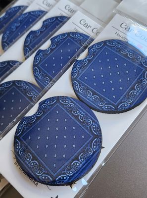 Blue Bandana Car Coasters