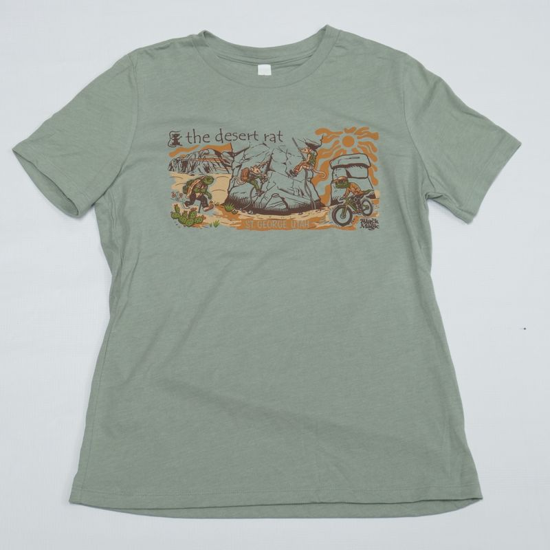 Women&#39;s Short Sleeve Desert Rat Graphic T-Shirt, Color: Heather Sage, Size: XS