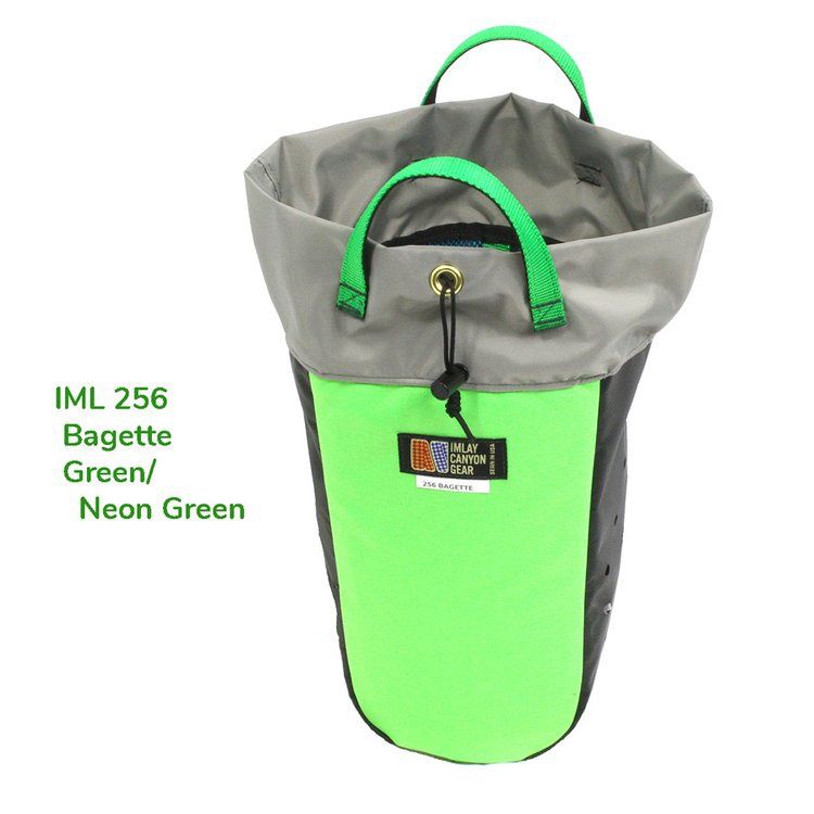Pull-Cord Bagette Rope Bag, Color: Green/Neon Green