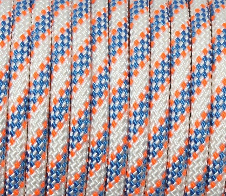 6mm Pull Cord x 53ft, Color: White/Orange/Blue