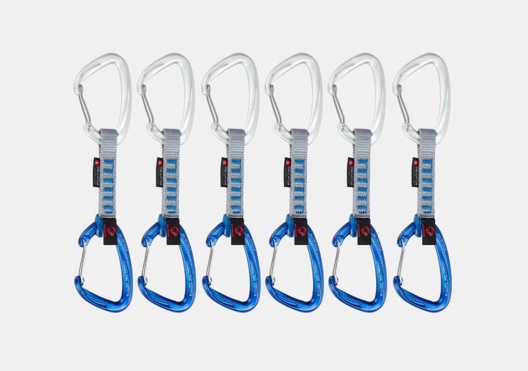 Crag Wire 10 cm Indicator 6-Pack Quickdraws, Color: Silver-Ultramarine