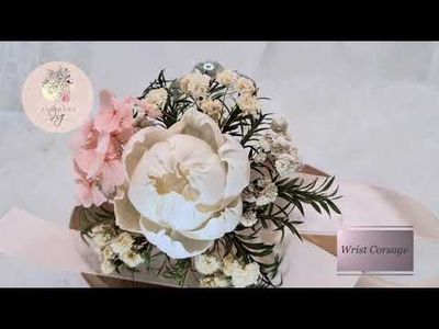 Crème Yellow Peony Wedding Corsage &amp; Boutonnière | Sola Wood, Dried Peach Flowers | Eco-Friendly, Hyper-Realistic, Long-Lasting Keepsake