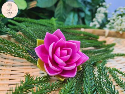 Elegant Pink Magnolia Susan Hair Pin, crafted from high-quality Japanese polymer clay. Realistic and durable, ideal for special events, bridal parties, and night outs