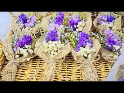 Mini Bouquet with Dried flowers wrapped in Burlap, fitted with magnet backing, personalized note, own plastic box, Perfect small gift