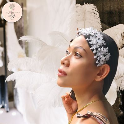 Classic Vintage Bridal Headpiece with Crystal Flowers and Mini Pearls