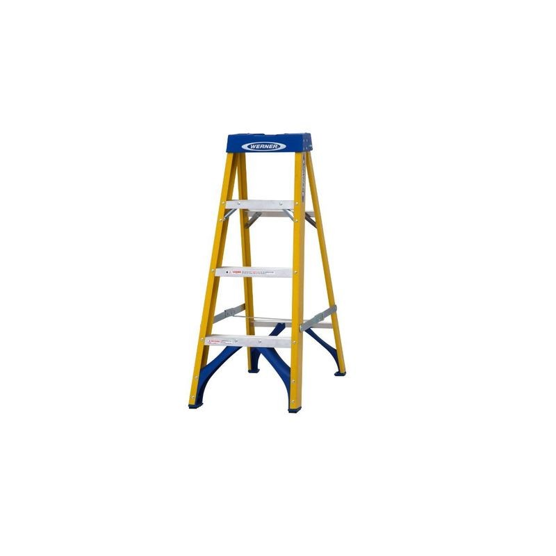 Werner Trade Fibreglass Swingback Step Ladder 4 TREAD