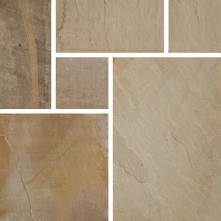 Pavestone Premium Calibrated Natural Stone Contractors Pack Golden Fossil 20.7m2