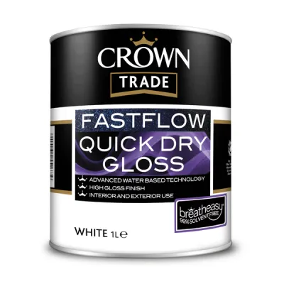 Crown Trade Fastflow Quick Dry Gloss Paint - White