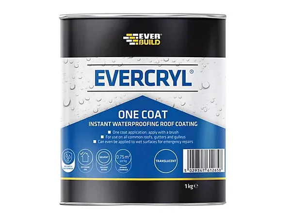 Everbuild Evercryl One Coat Flexible Roof Seal Clear 1 Kg