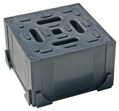 aco 19559 Corner Unit With Black Plastic Grating Vertical Outlet
