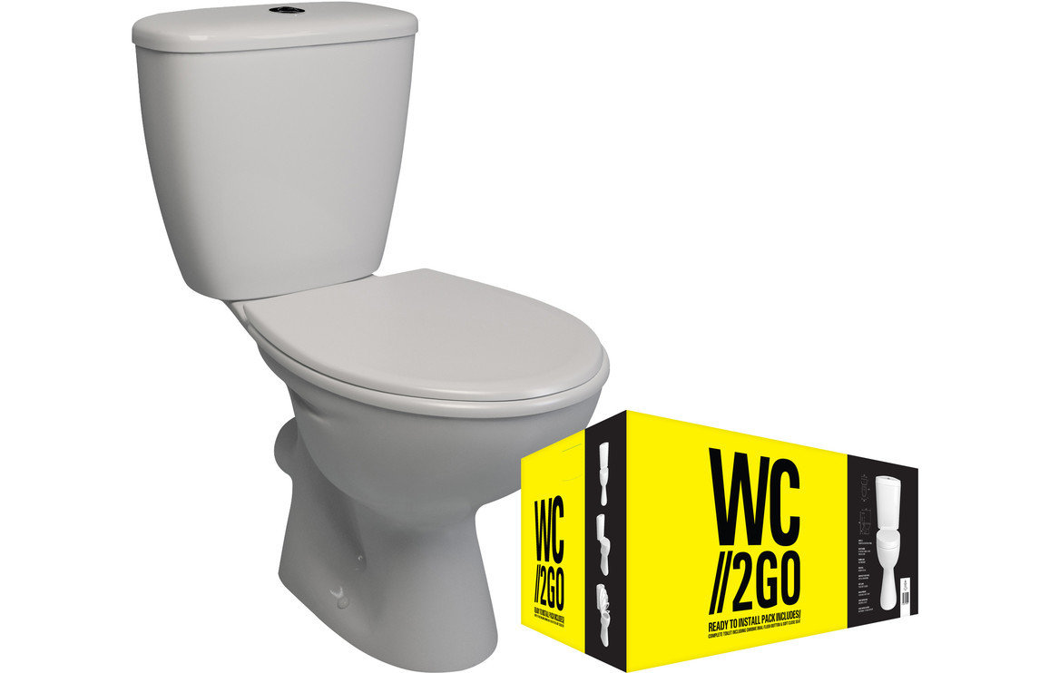 2 GO Close Coupled WC Pan, Cistern &  WC Seat White