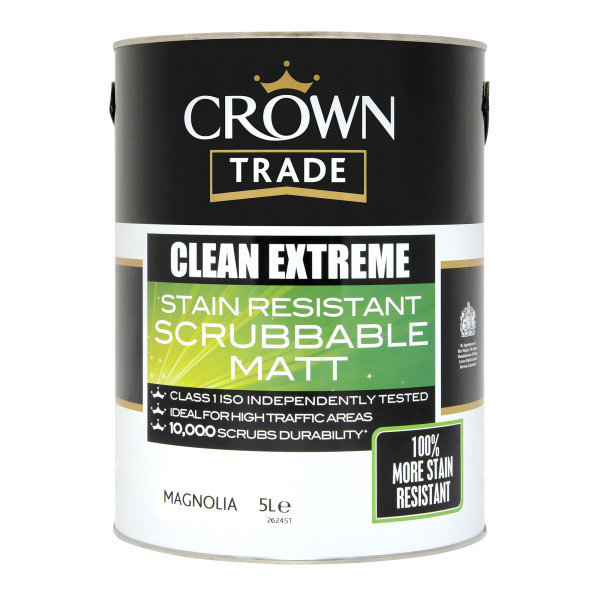 Crown Trade Clean Extreme Scrubbable Matt Emulsion Magnolia 2.5L