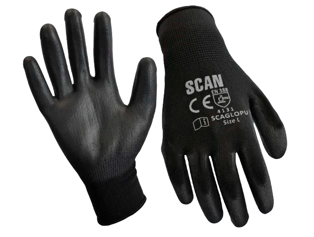 Scan Black PU Coated Gloves