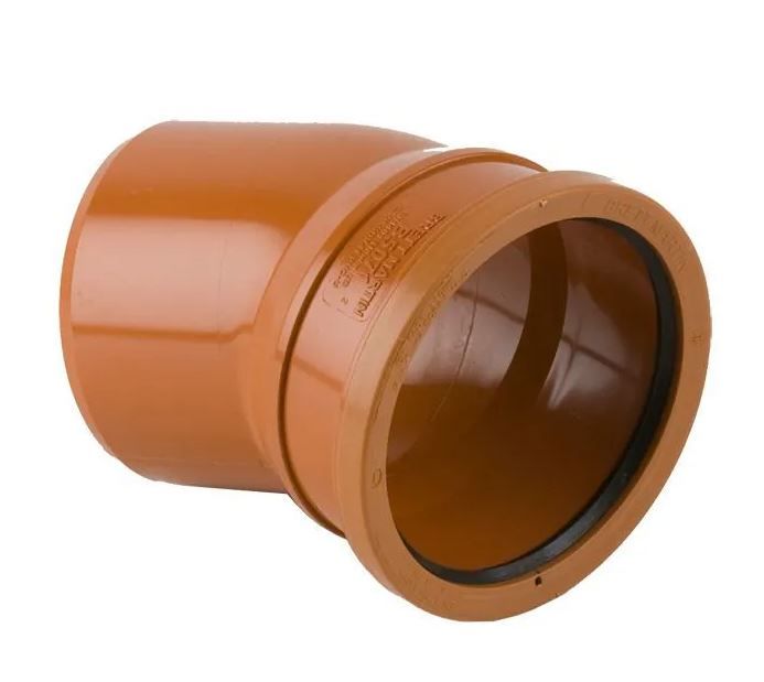 Underground Drain Pipe Single Socket Bend 22.5° ­- 160mm - B7171