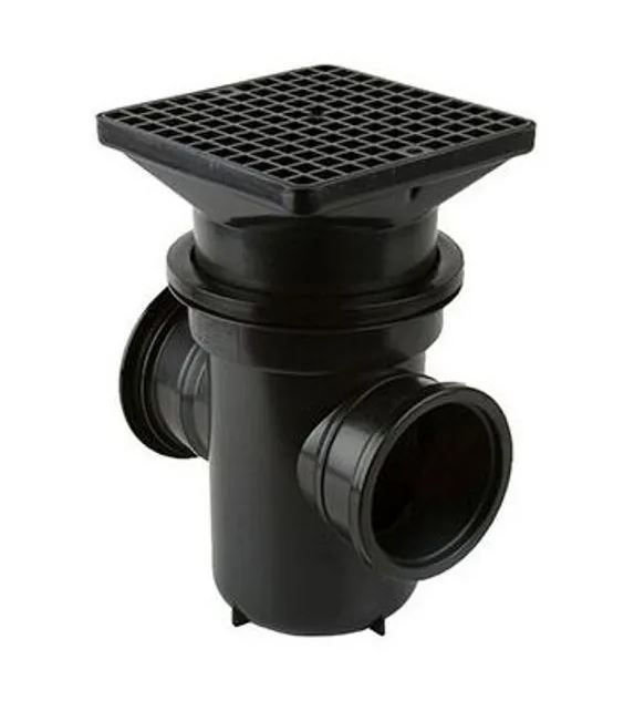 Back Inlet Roddable Gully 90° Outlet Square Grid - 110mm - B1003