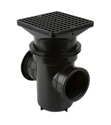 Back Inlet Roddable Gully 90° Outlet Square Grid - 110mm - B1003