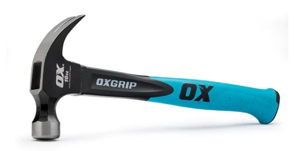 Ox Trade Fibreglass Handle Claw Hammer - 16oz / 450g
