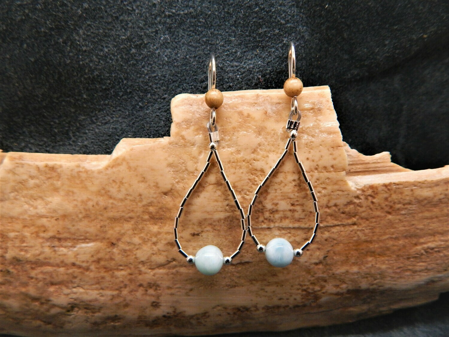 Larimar / Sterling Silver Loops