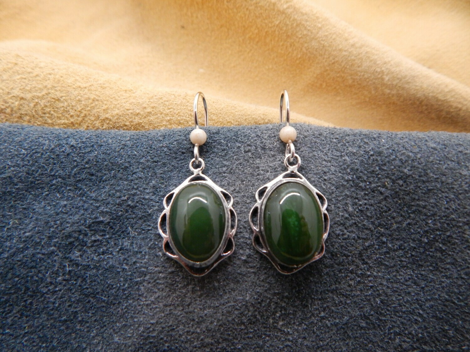 Framed Oval Jade Earrings