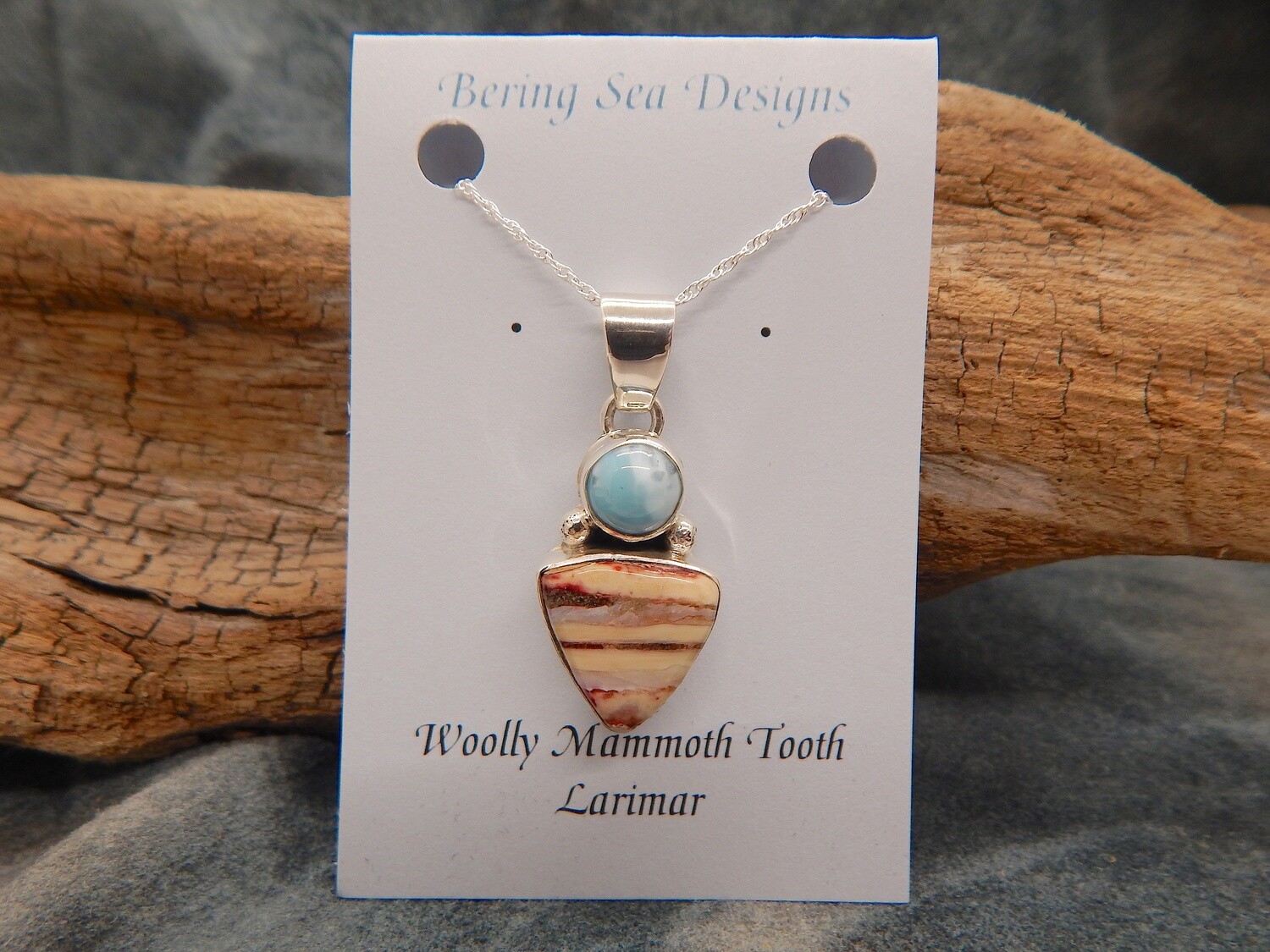 Woolly Mammoth Tooth / Larimar Necklace