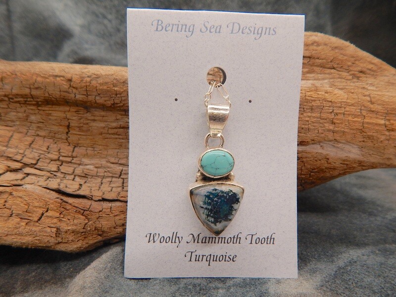 Woolly Mammoth Tooth & Turquoise Necklace