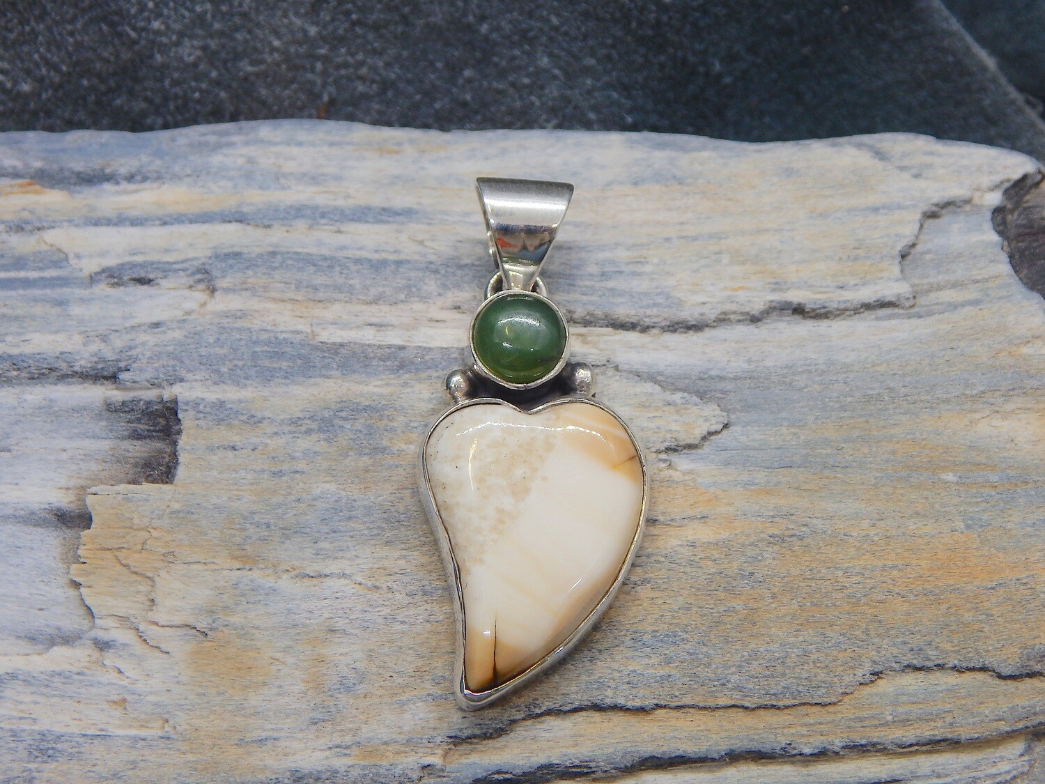Walrus Ivory Heart &amp; Jade