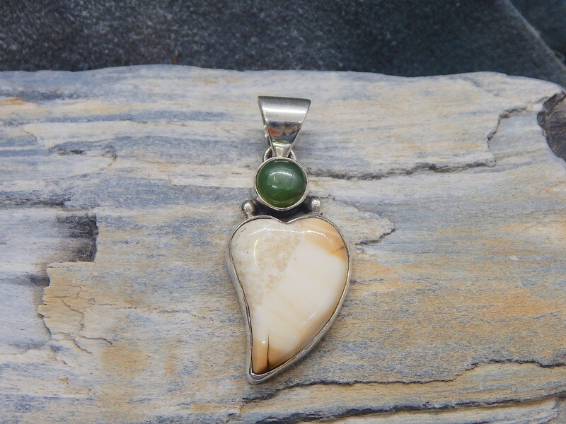 Walrus Ivory Heart & Jade