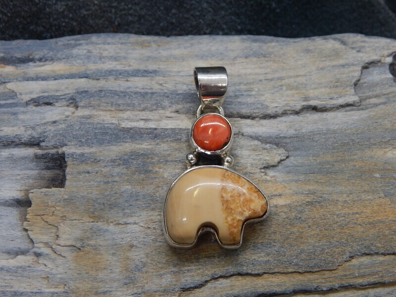 Fossilized Walrus Ivory Moon Bear & Spiny Oyster