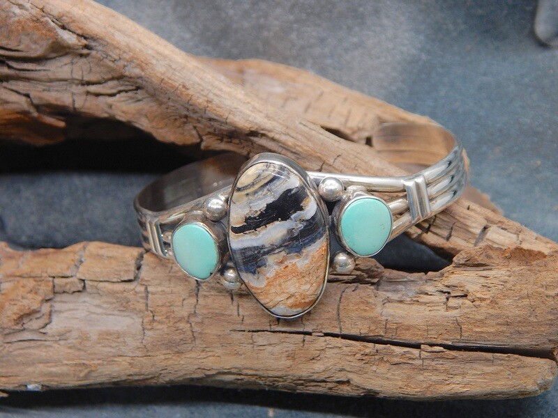 Woolly Mammoth Tooth &amp; Larimar Bracelet