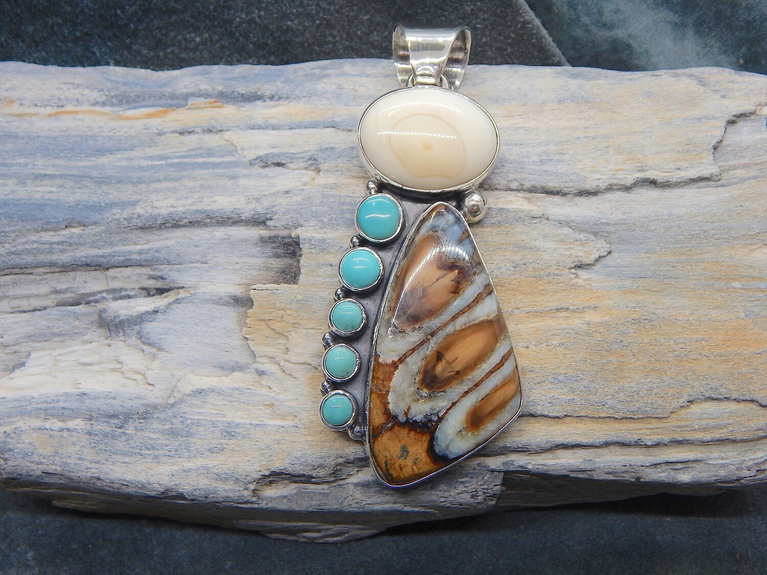 Woolly Mammoth Tooth, Walrus Ivory &amp; Turquoise
