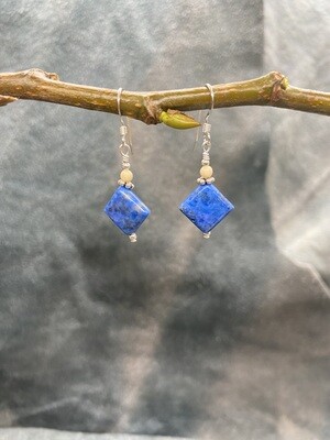 Denim Lapis Square Dangle