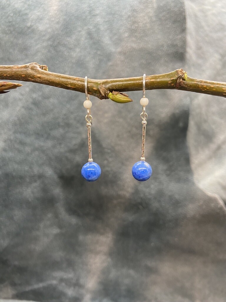 8mm Denim Lapis Bead Dangle