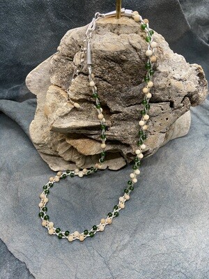 Jade and Woolly Mammoth Ivory Braided Necklace