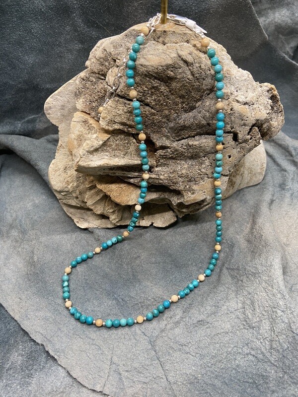 Turquoise &amp; Woolly Mammoth Ivory Necklace