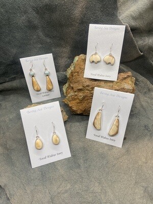 Shop Fossilized Walrus Ivory & Gemstone Earrings