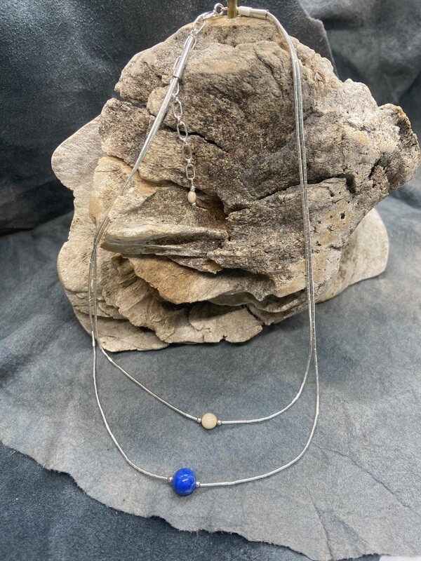 8mm Denim Lapis Bead Double Strand