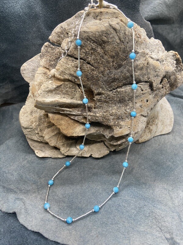 4mm Larimar Bead Necklace