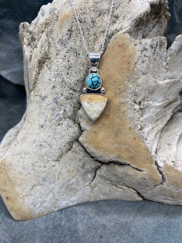 Fossilized Walrus Ivory & Turquoise Necklace