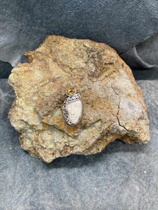 &quot;Enigma&quot; Silver / Citrine / Fossilized Walrus Ivory