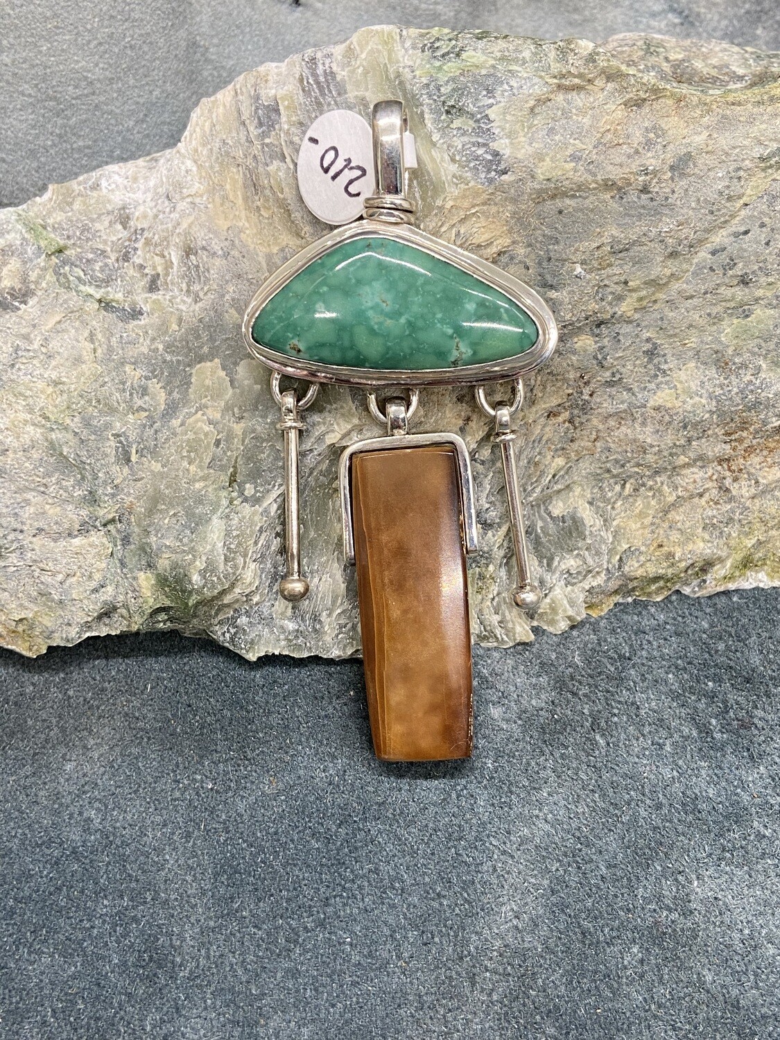 Fossilized Walrus Ivory &amp; Turquoise Pendant