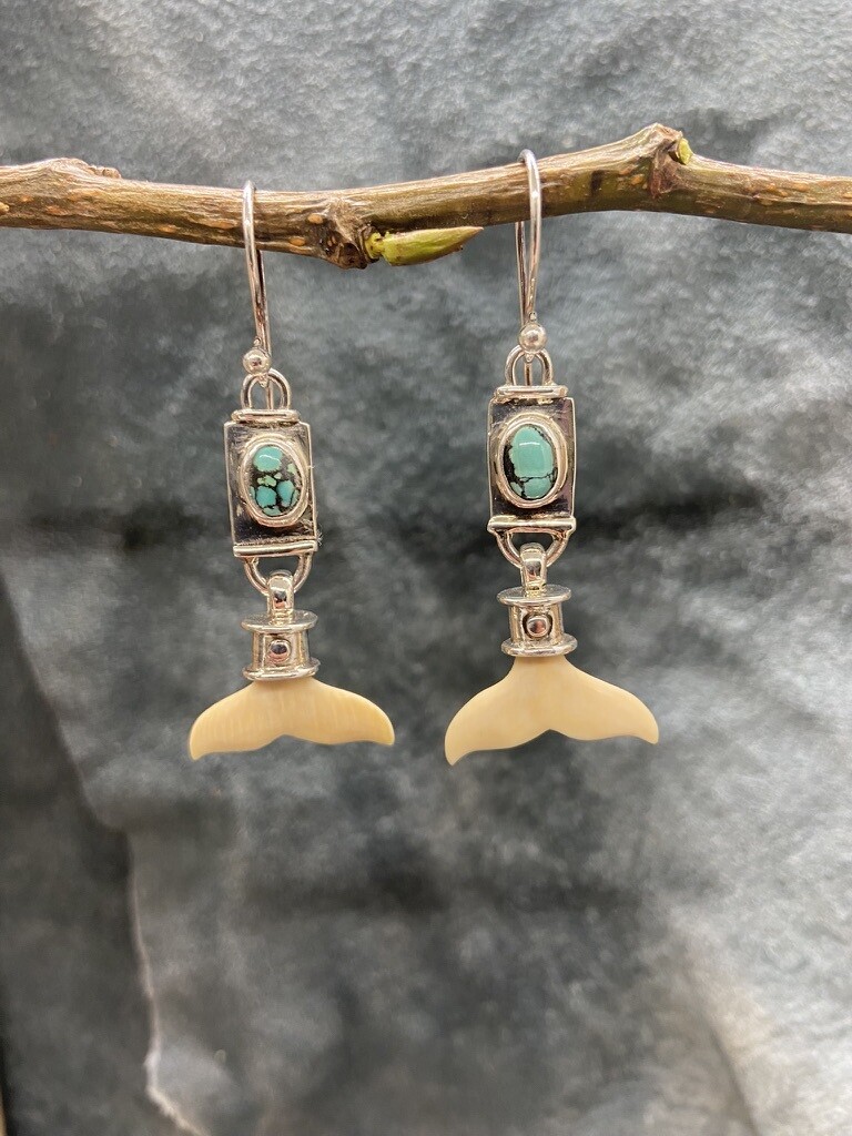 Mammoth Tusk & Turquoise Earrings