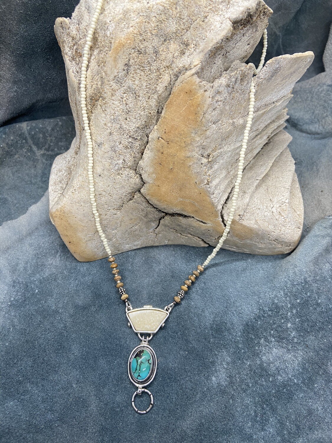 Fossilized Walrus Ivory &amp; Turquoise Necklace