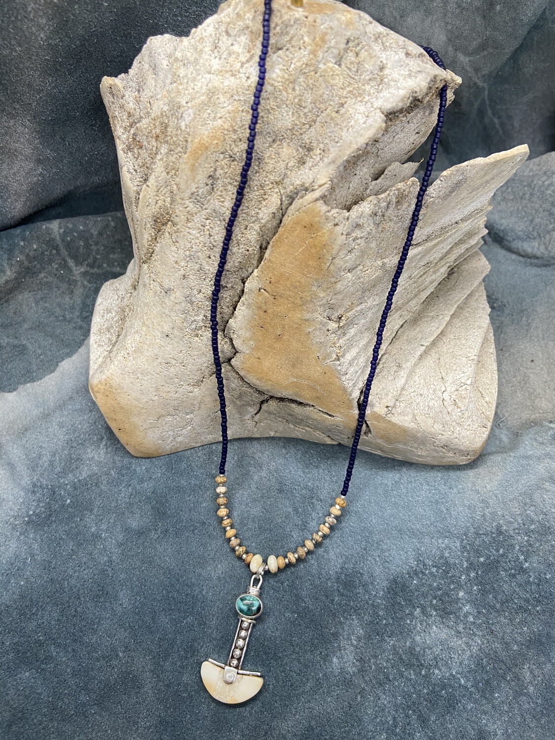 Fossilized Walrus Ivory &amp; Turquoise Necklace
