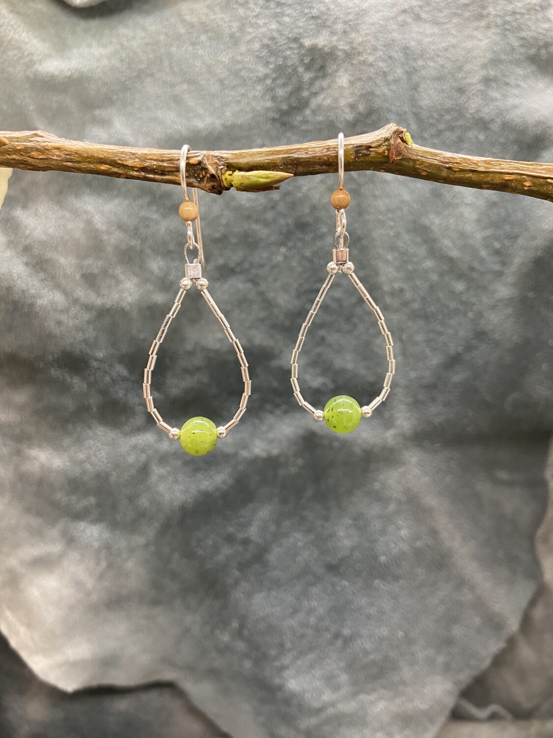 6mm Jade Bead Loop Earrings