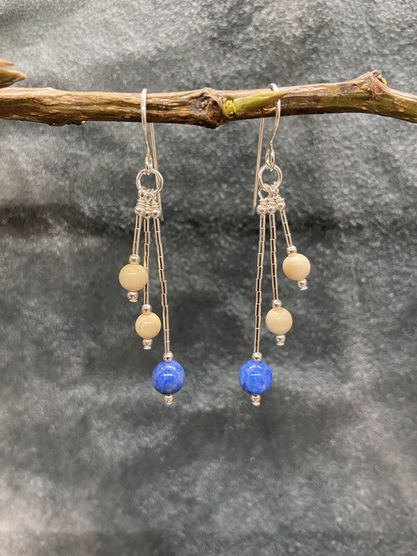 6mm Denim Lapis Bead Triple Strand