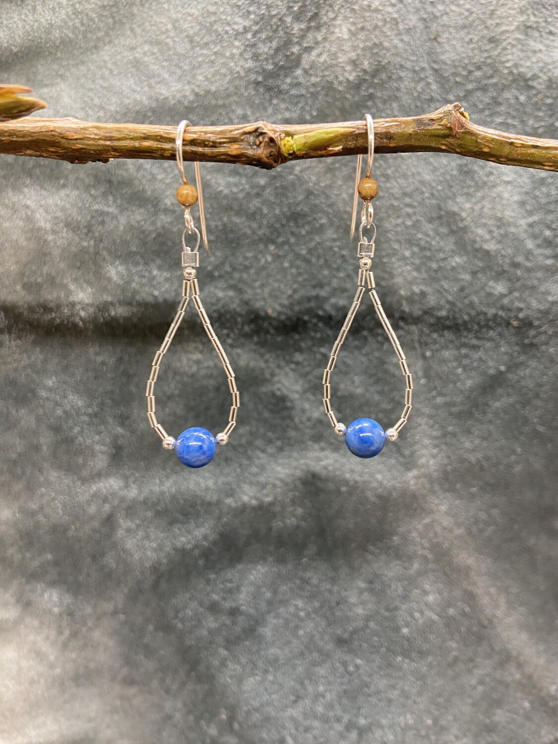 4mm Denim Lapis Bead Loop Earring